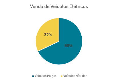 Representação das vendas dos modelos de veículos elétricos nos primeiros 5 meses de 2024.